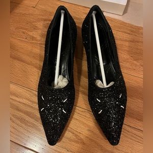 Maison Margiela Cinderella Glittered Point toe flat loafer shoe 37